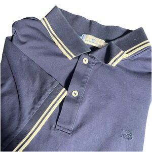 Southern Tide XXL Men's Navy Blue Polo White Stripes‎ Collar Short Sleeves Golf